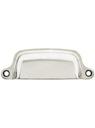 3 3/16 inch Tapered Brass Bin Pull in Polished Nickel.